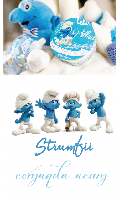 Lumanare botez cu strumfi pentru baieti, 65x4 cm, Strumful Clumsy 4